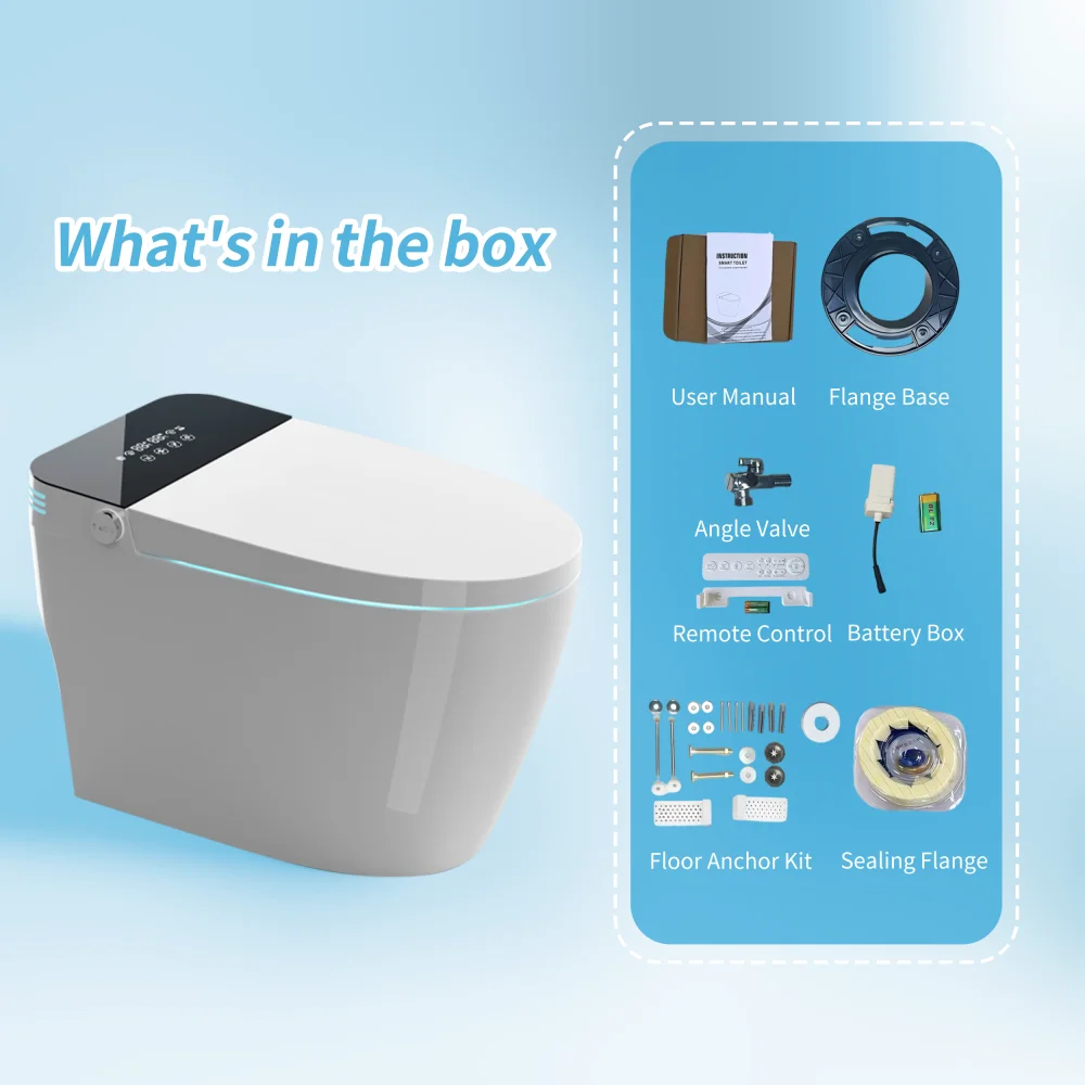 

Y Tankless Smart Toilet With Bidet Built In,One-piece Bidet Toilet Seat, Auto Flush,Heated Seat,Warm Water and Dry,Adjustable Temp