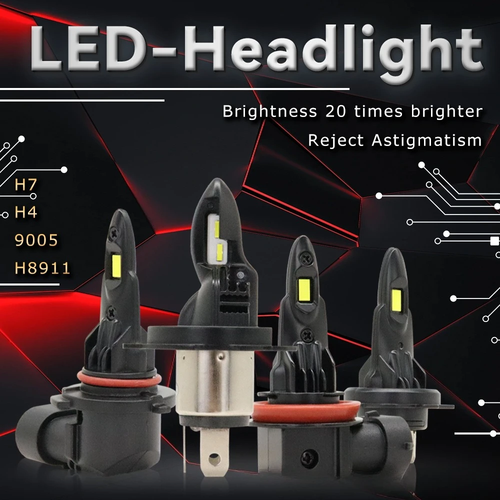 2pcs A52 Hot-Selling Car LED Headlight Plug-and-Play 1:1 H7 H4 H11 H1 H4 9005 Conversion Headlamp Bulb High and Low Beam Lights