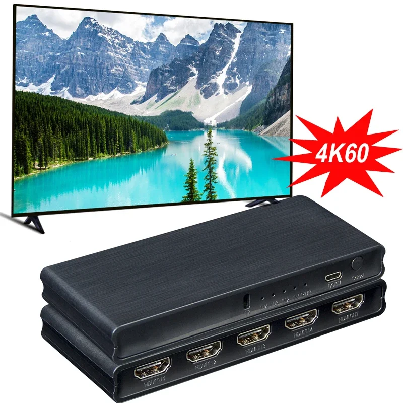 

4K 60 Гц HDMI переключатель 4x1 HDMI 2,0 переключатель видео преобразователь 4 в 1 4K 30 Гц 1080p HDR 3D для PS3 PS4 XBOX DVD ПК к ТВ монитору