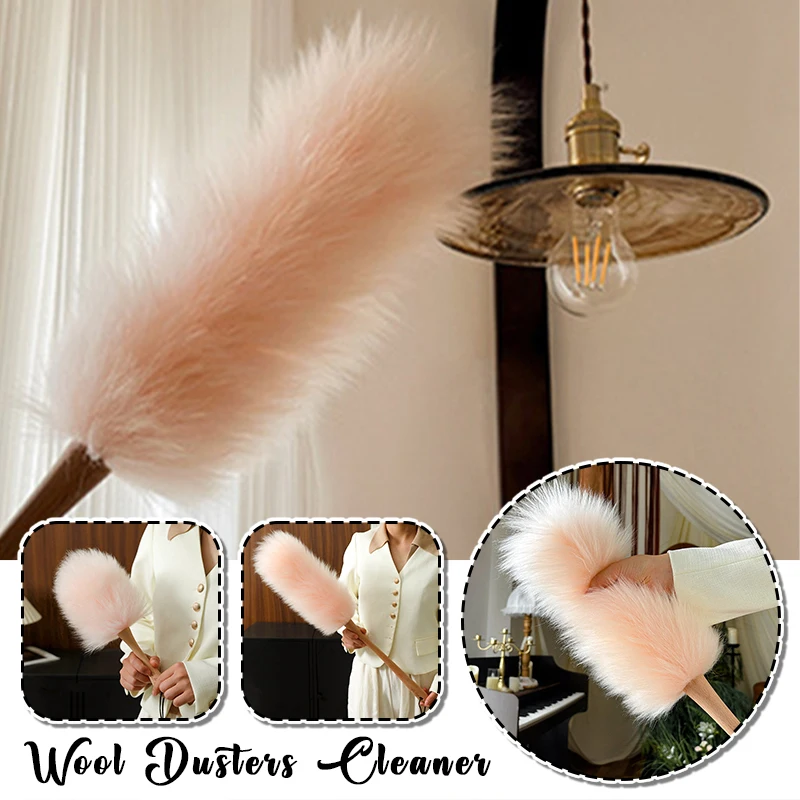 1PC Home Cleaning Real Wool Duster, Electrostatic Dust Removal Hanging Feather Dusters Cleaner for Car Piano Lamp Furniture