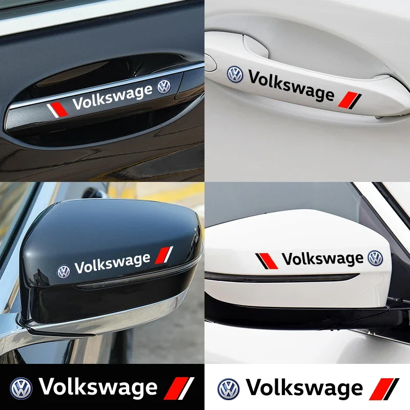 Car Styling Door Handle Reflective Stickers Vinyl Decoration Car Accessories For Volkswagen Golf 3 4 5 6 7 8 6 T5 B4 B5 B6 B7 B8