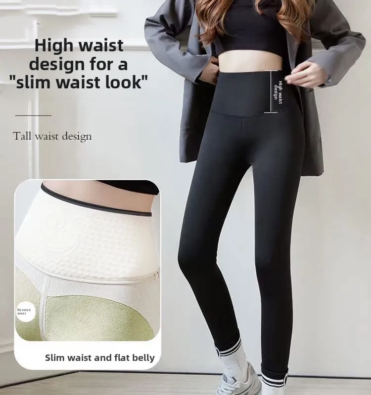 

Женские леггинсы для йоги с высокой талией, осенне-зимние, на флисовой подкладке, с латексным поясом, облегающие, больших размеров