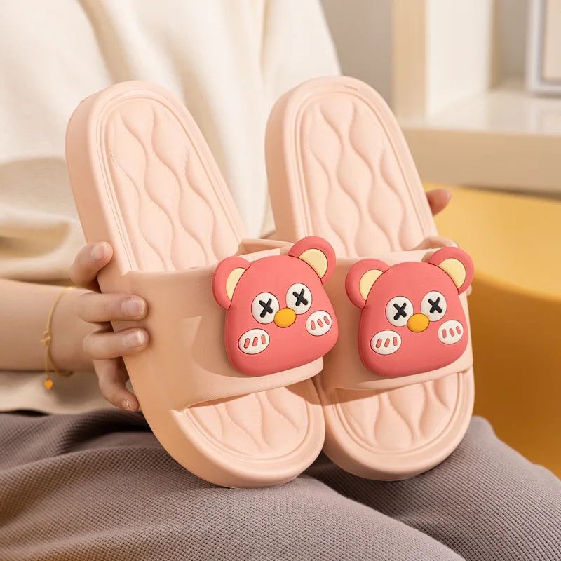 

Custom Slippers Women Summer Indoor Bathroom Non-Slip Couple Cartoon Cute Sandals Men with EVA Cushioning