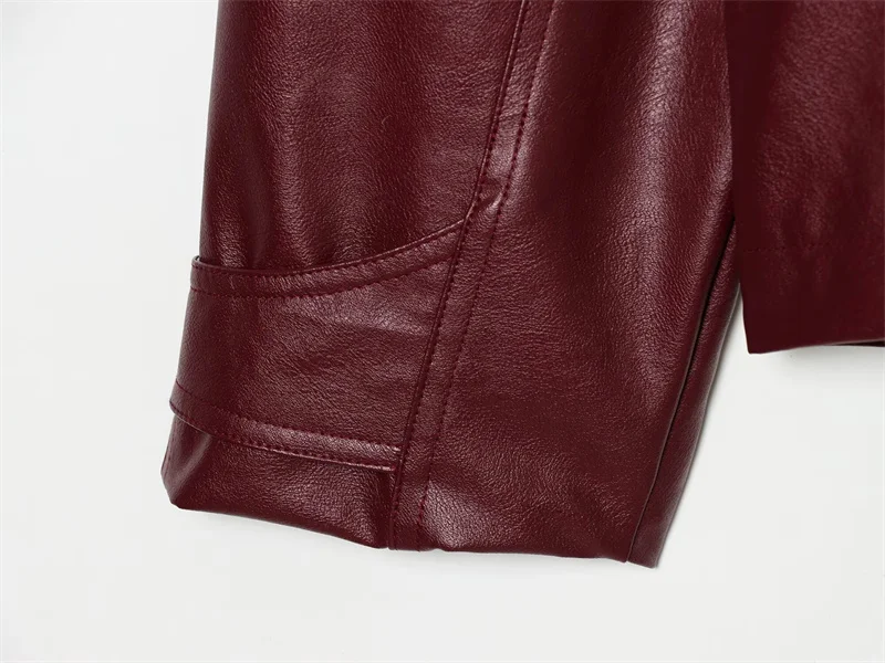 Guobioziy 2026 Autumn Slim Fit PU Leather Jacket Women Belted Waist Stand Collar Coat For Elegant Office Lady Work Wear