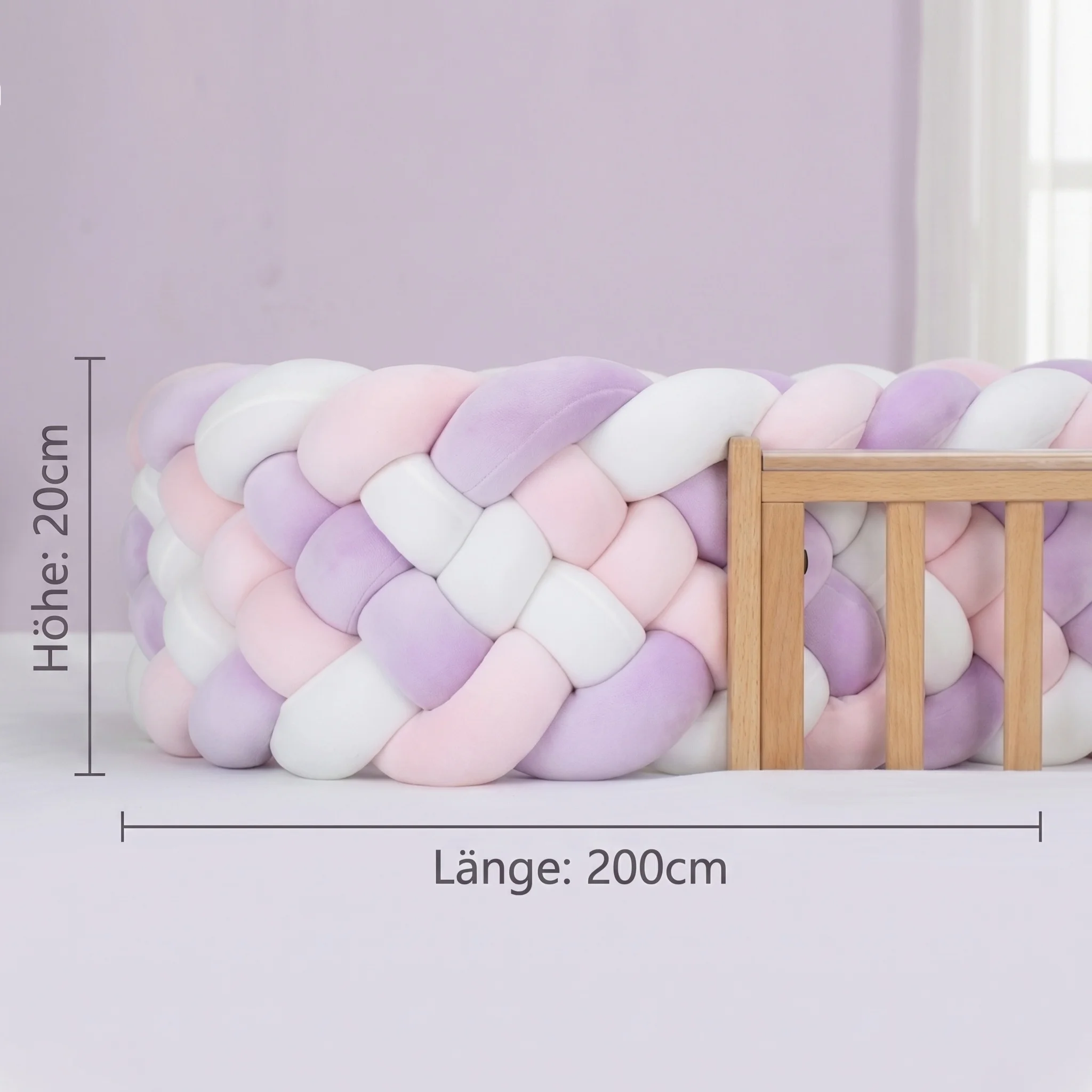 2m Tresse De Lit Crib Bumper Skin-Friendly Fabric Baby Room Decor Handmade Cushion Knotted Braid Soft Pad