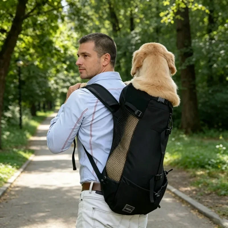 Durable Large Dog Carrier Backpack Breathable Adjustable Outdoor Hiking Bag for Golden Retriever Bulldog Pet Daily Accessories
