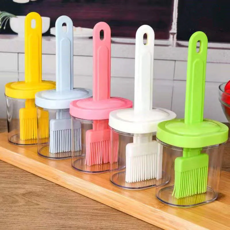 2 in 1 Heat Resistant Kitchen Oil Bottle Brushes Silicone Basting Pastry Brush Sauce Bottles Brush Barbecue Brushed Baking Tool