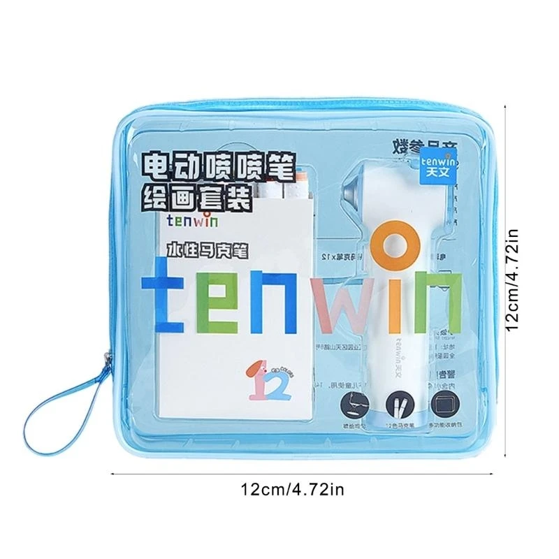 

Electric Paint Sprayer Pen Set With 12 Color Markers Pen And 3 Drawing Stencils