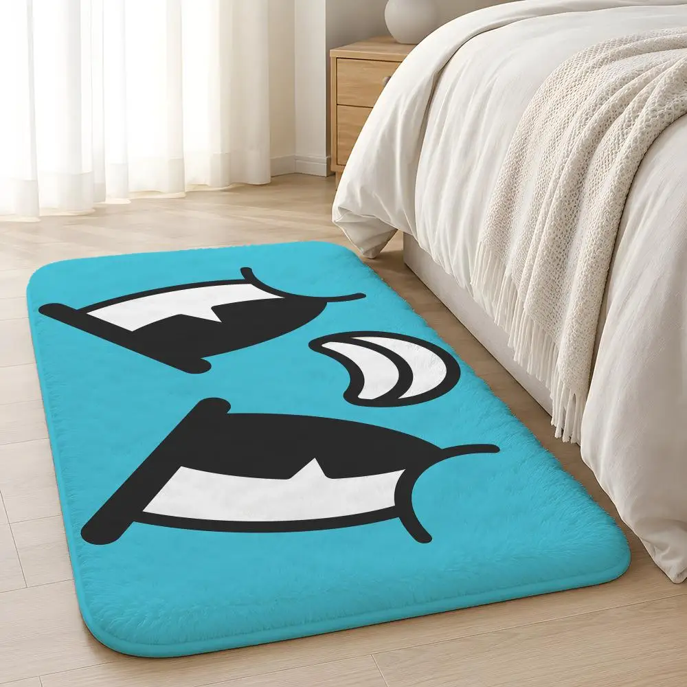 Angry Cartoon Eyes Floor Mat Flannel Rug Non-Slip Absorbent Soft Washable Floor Mat For Entryway Hallway Bathroom Kitchen Decor