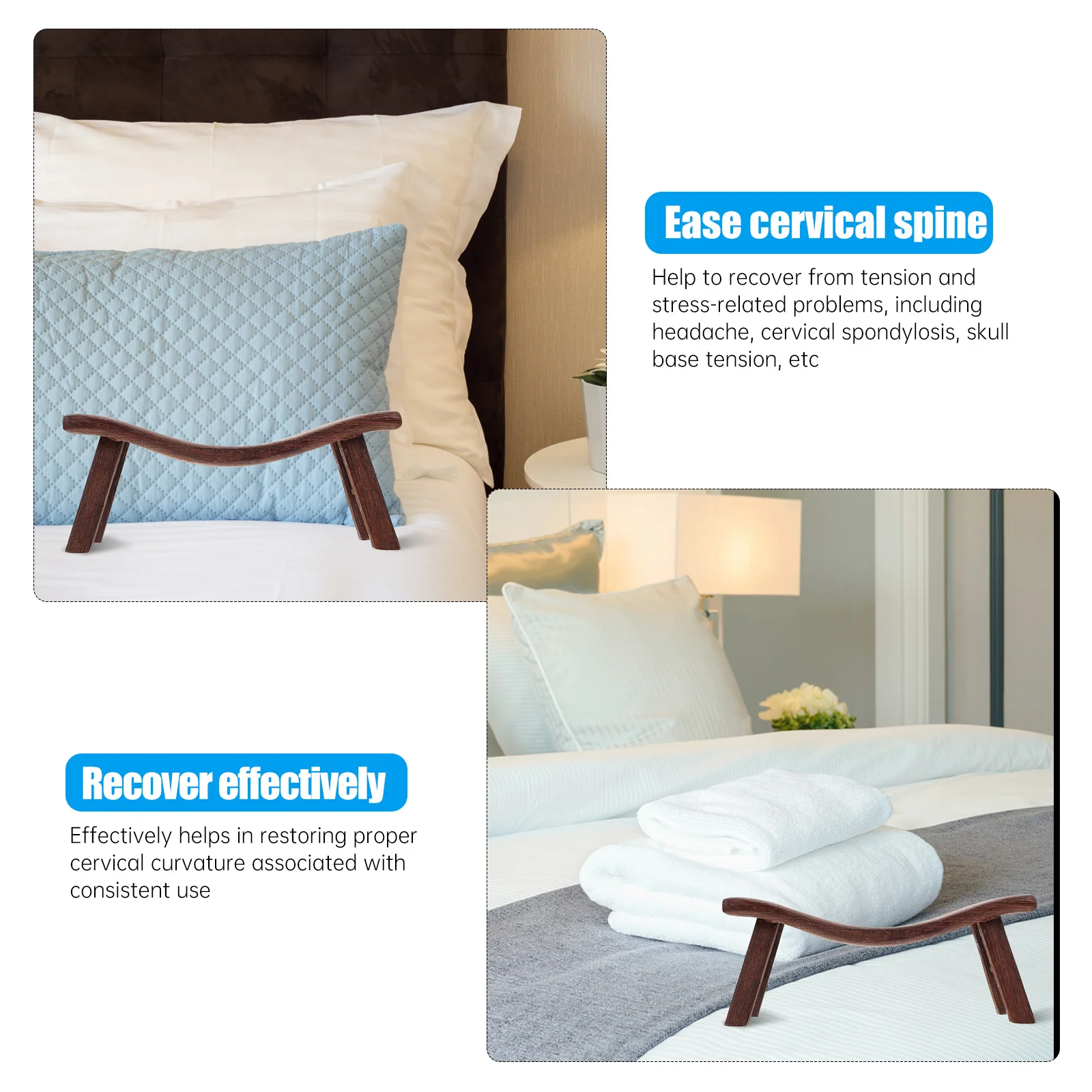 

1Pcs Cervical Pillow Wooden Arch Shape Chocolate Color Ergonomic Neck Support Stretcher Spine Relief Neck Massager Portable