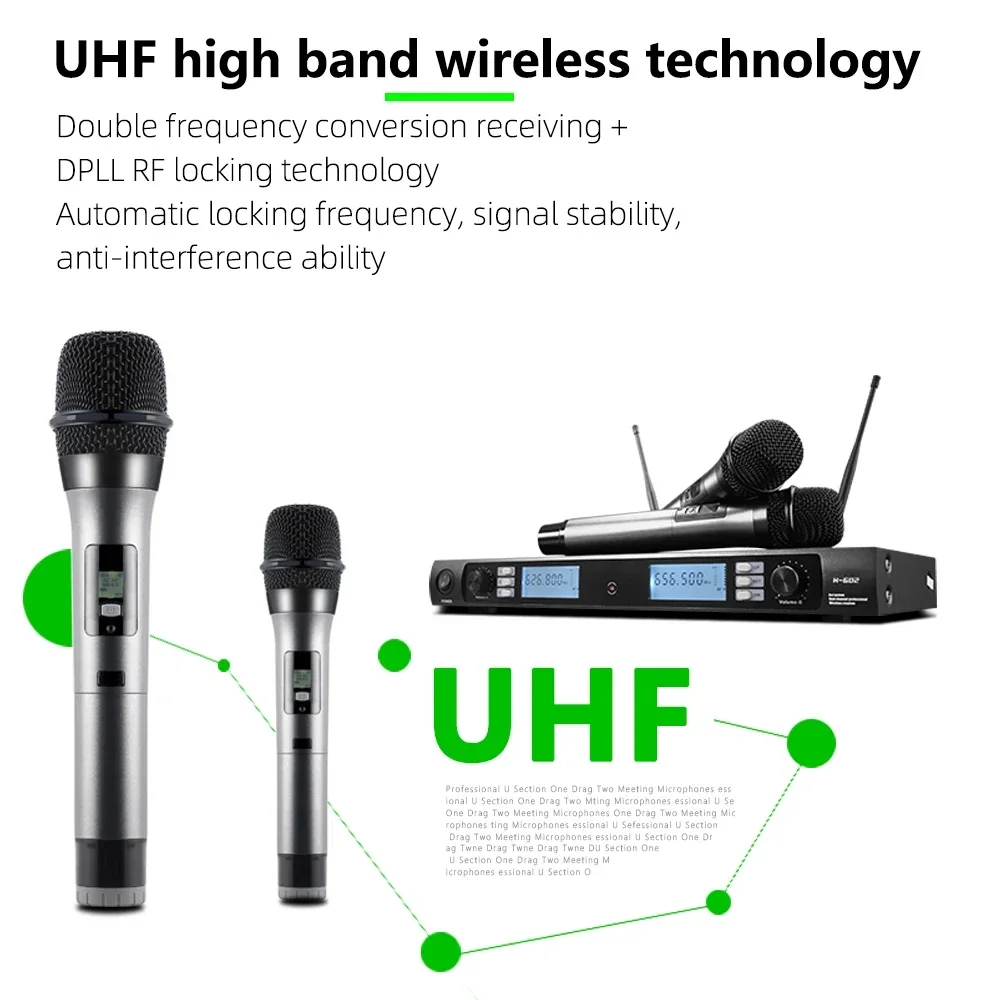 H-602 Professional U Segment One Tow Two KTV Conference Wireless Microphone Handheld Gooseneck Headwear Microphone Portable Home
