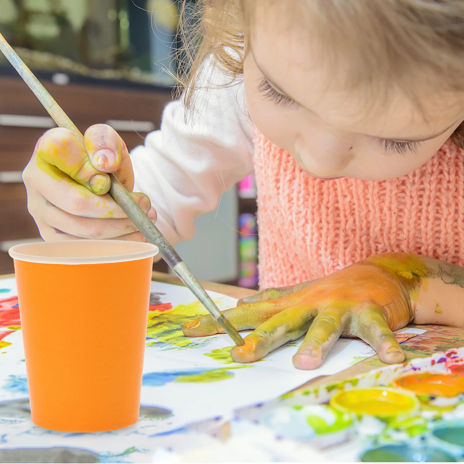 

100Pcs Colorful Thick Disposable Paper Cups DIY Kids Handcraft Art Material for Kindergarten Craft Decoration Party