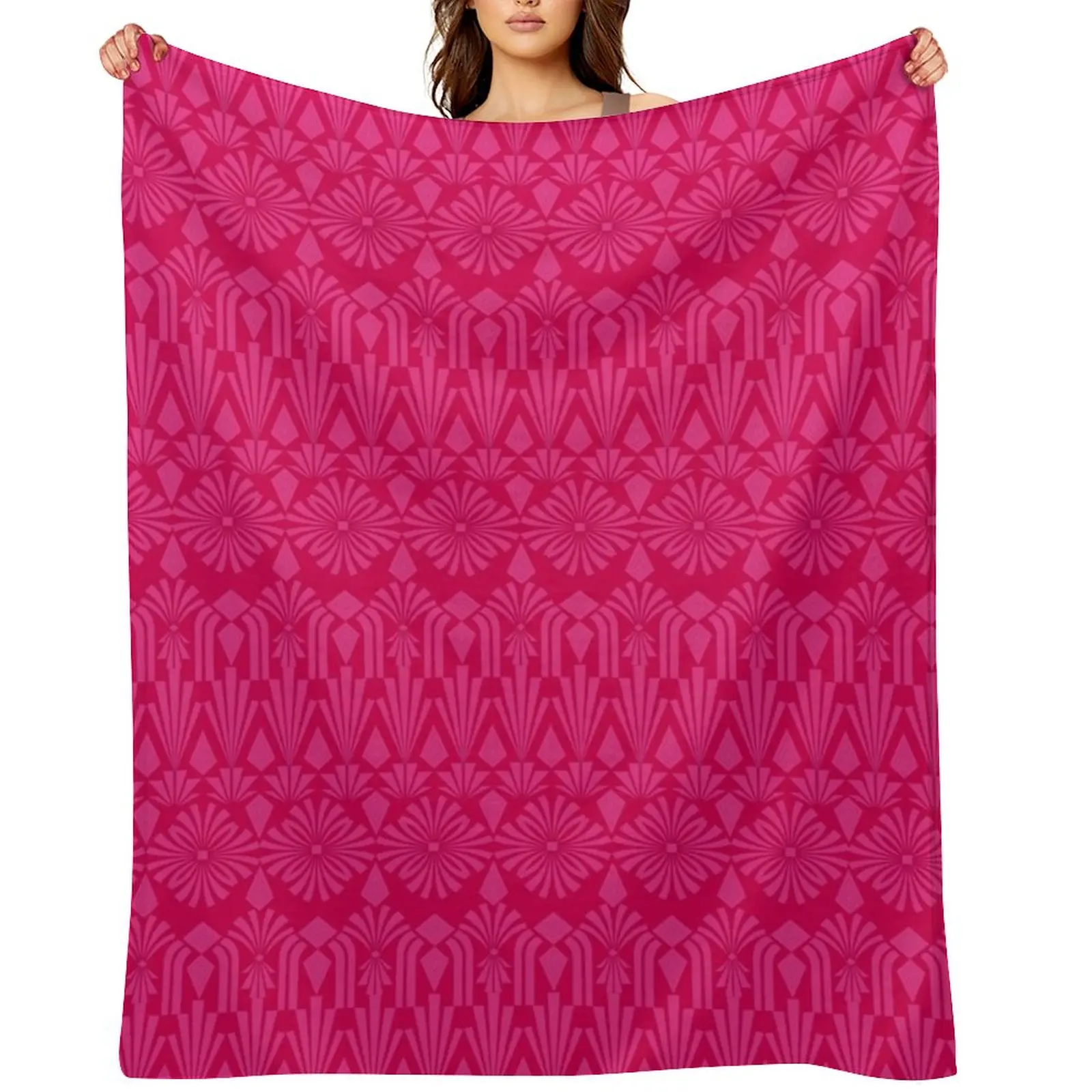 Art Deco in Hot Pink! Throw Blanket warm for winter christmas decoration Vintage Soft Plaid Blankets