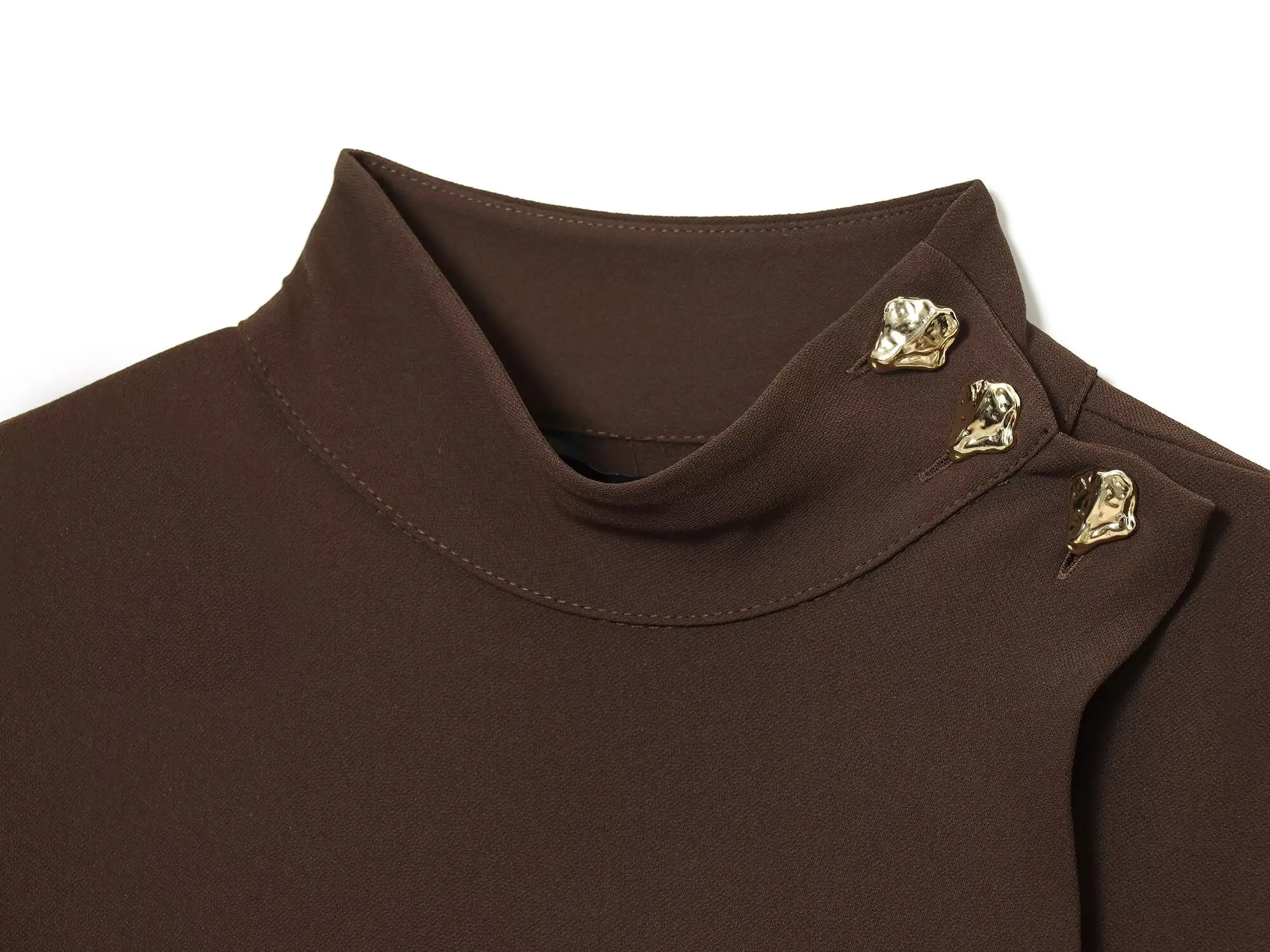 Vestido longo elegante feminino, meia gola com cinto, botão plissado, linha a, vestidos de festa de rua alta