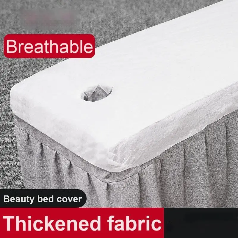 10pcs Disposable Bed Cover For Beauty Salon Open Hole Spa Massage Soft Bed Sheets Non-woven Fabric Breathable Elastic Bedspread
