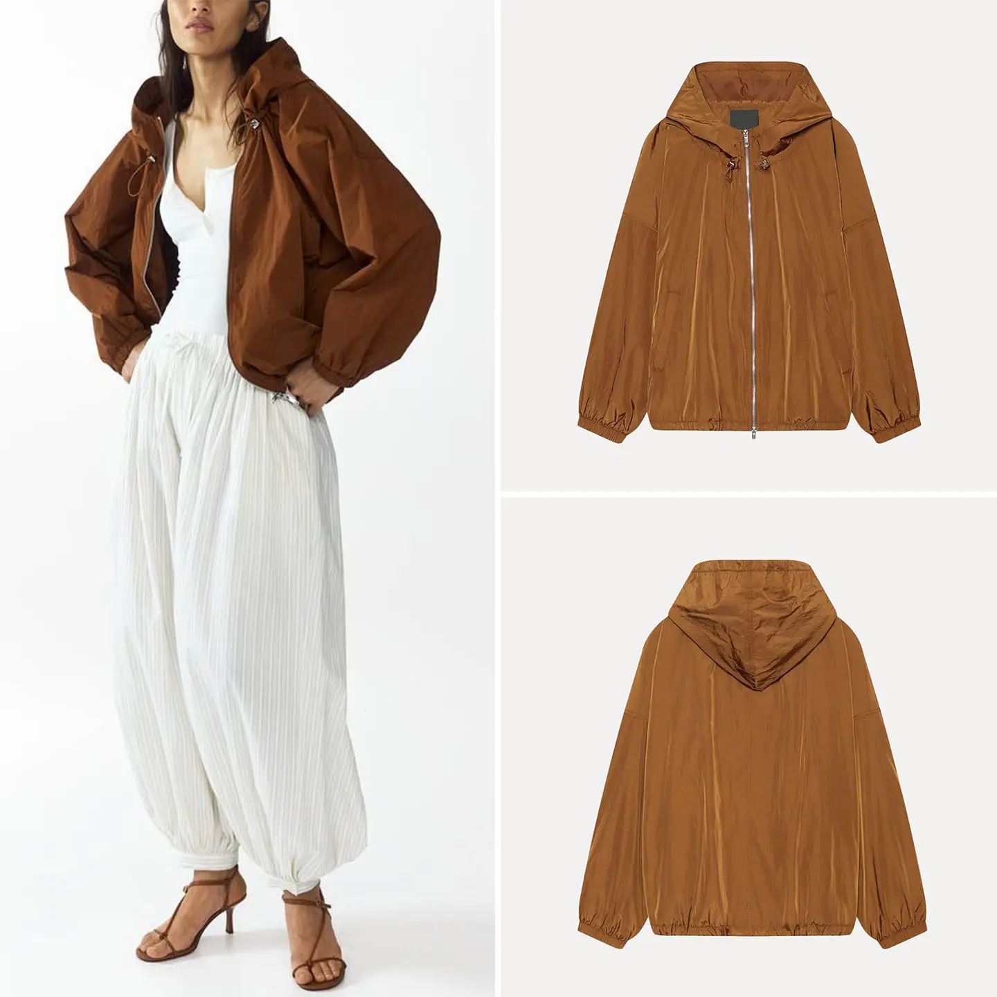 Fashionable Casual Hooded Zipper Jacket Women's Autumn Wear 2026 New Arrival ZADATA Standard Fit Short Outerwear