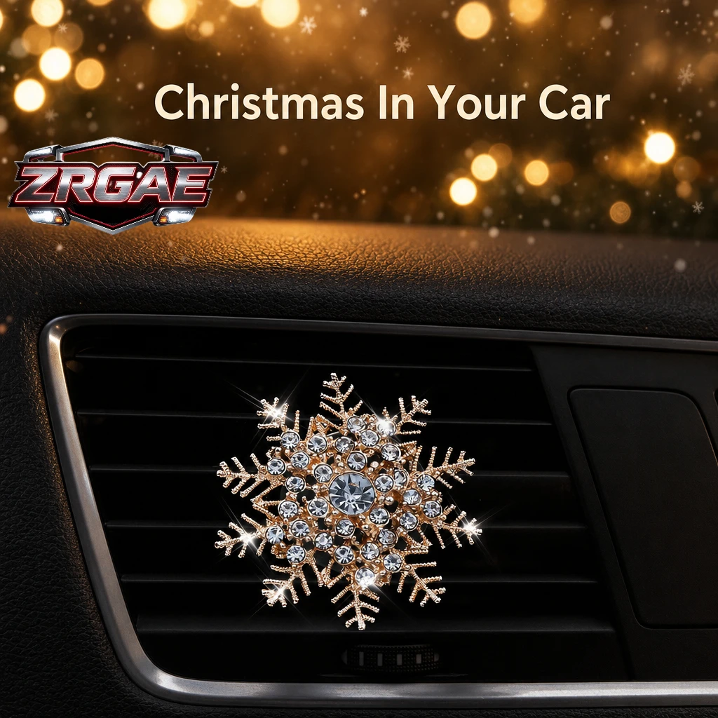Car Snowflake Perfume Clip, Crystal Rhinestone Air Vent Diffuser, Christmas Car Decor & Air Freshener, Holiday Gift for Auto
