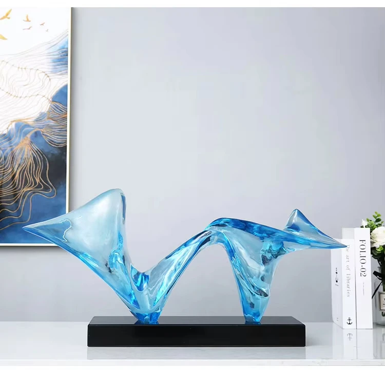 *m Customized Brand Home Office Art Sculptures-Abstract Design Transparent Resin Artistic Irregular Shape Holiday Gift