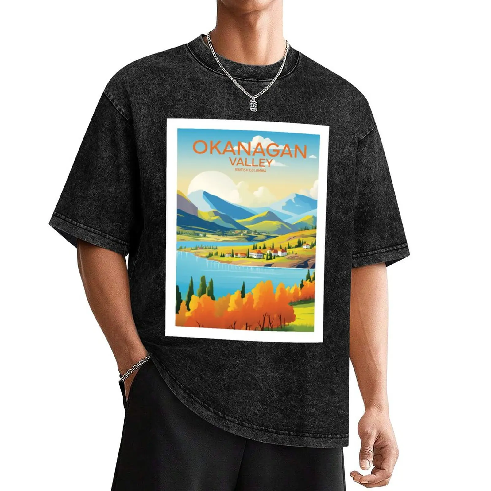 

OKANAGAN VALLEY Travel Poster T-Shirt vintage Short sleeve tee korean fashion anime shirt Men's t shirts