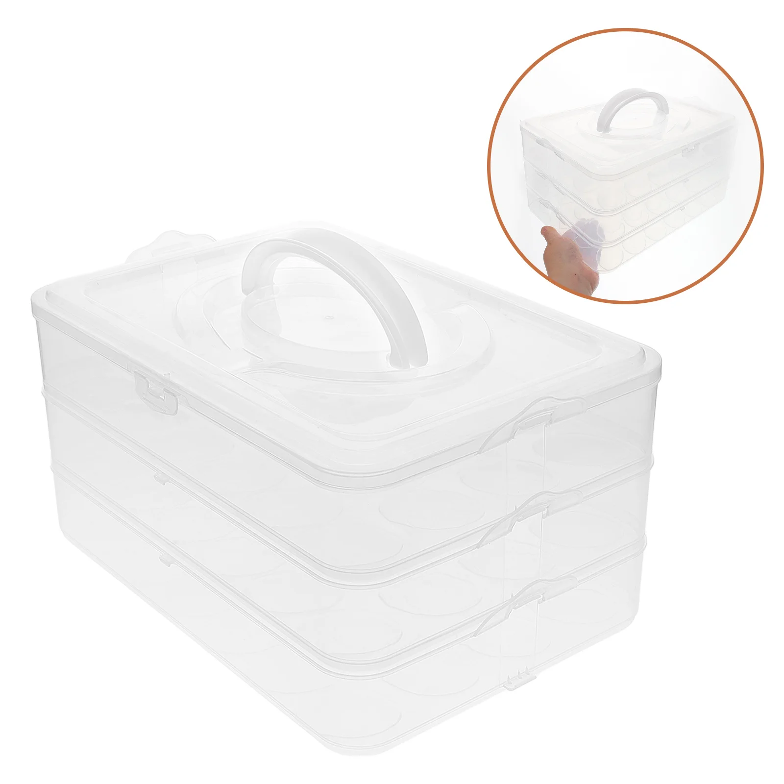 

3 Layer Portable Egg Tray with Lid Transparent Stackable Egg Container for Refrigerator Party Holiday Use Eggs Storage Tray