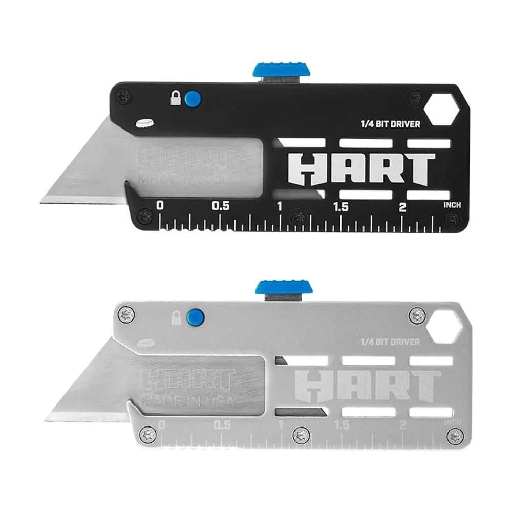 4-in-1 Pocket Utility Knife Tool 2-Pack Retractable Blade Quick-Change Mechanism Integrated Ruler Bottle Opener Driver Bit