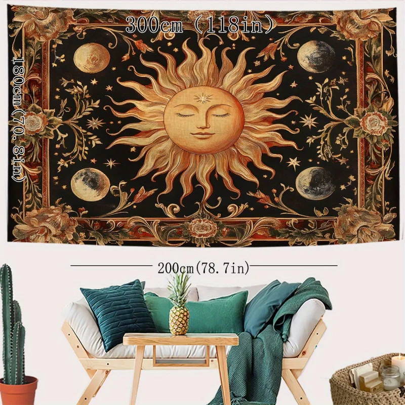 VIKAMA Vintage Classical Tarot Sun Print Tapestry, For Parties, Living Rooms, Bedrooms, And Study Room Wall Hanging Home Decor