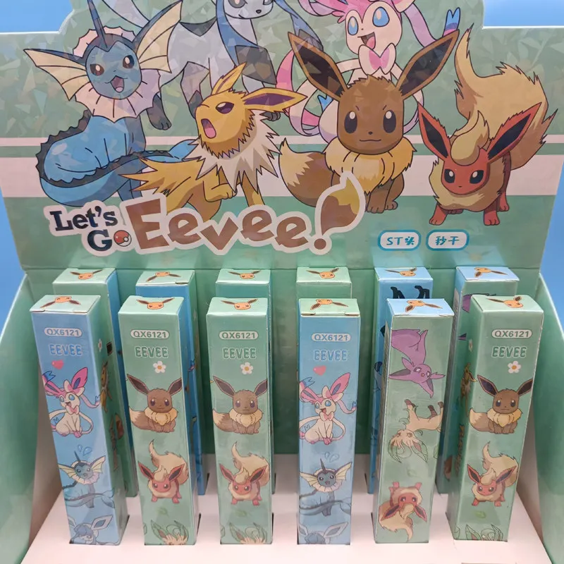 6 stücke Pokemon Gel Stifte Nette Eeveelution 0,5mm Schwarz Stift Blind Box Student Kawaii Schreibwaren Schule Liefert Überraschung Geschenke