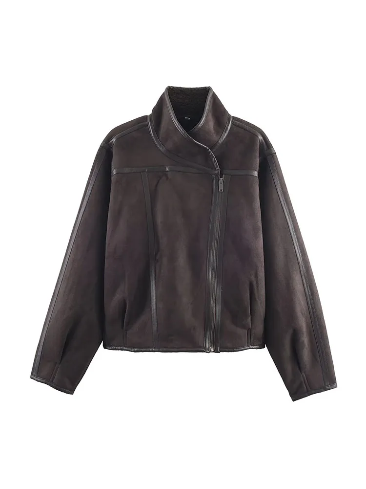 

2025 Women Winter Jackets Coats Vintage Loose Solid Thick Two sides Zipper Female Elegant Street Jacket Outerwear