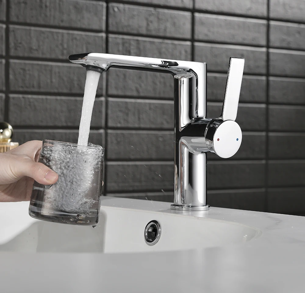 جودة عالية 10 سنوات الضمان بالوعة الحمام صنبور ثقب واحد مغسلة صنبور المياه الساخنة والباردة الحنفية خلاط نحاسي حوض الحنفيات صنبور حمام فاخر حديث لتجديد حمام الفيلا الفندقية #2