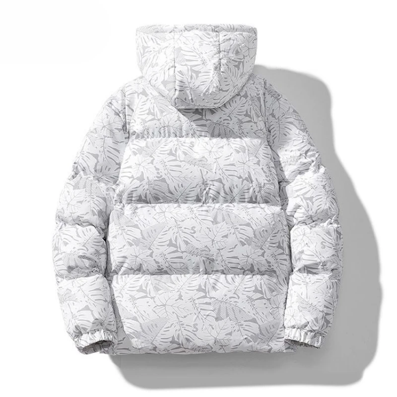 

​Men Winter Thickened Hooded Jacket Loose Fit Cotton Sports Coat with Inner Fleece Windproof Water Resistant Outdoor Apparel​