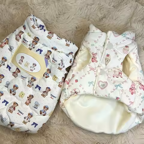 Pet Vest Jacket Cute Schnauzer Teddy Bear Cat Vest Puppy Clothes Autumn Winter Pet Teddy Bear High Neck Dog Parkas Warm Pets