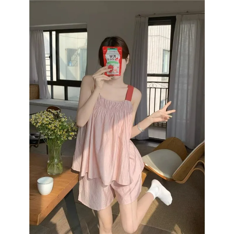 High Appearance Level Sweet Suspenders Pajamas Female Summer New Style Shorts Maiden Loungewear Can Be Worn Outside Two-piece