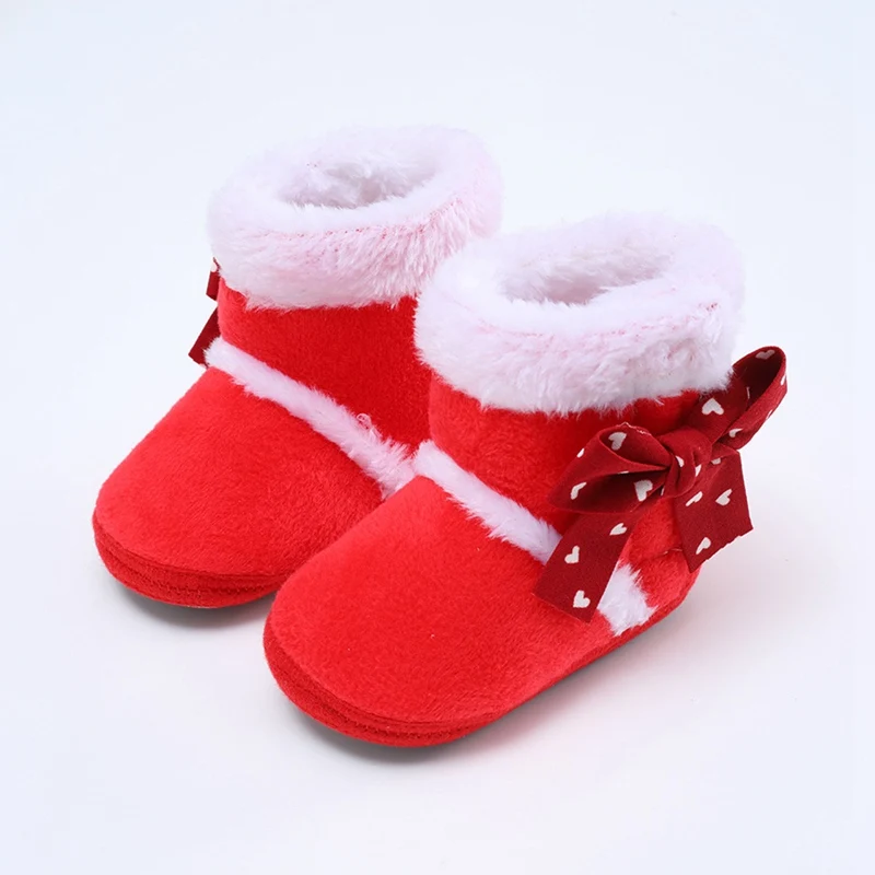 

Newborn Toddler Warm Snow Boots Winter First Walkers Kids baby Girls Boys Shoes Soft Bow Sole Fur Snow Boots for 0-18M