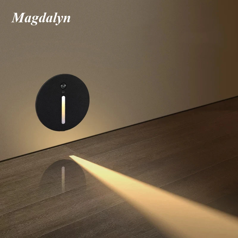 

Magdalyn Outdoor Waterproof Magnetic Staircase Light Step Sensor IP65 Aluminum Footlight Indoor Night Corner Ressessed Wall Lamp