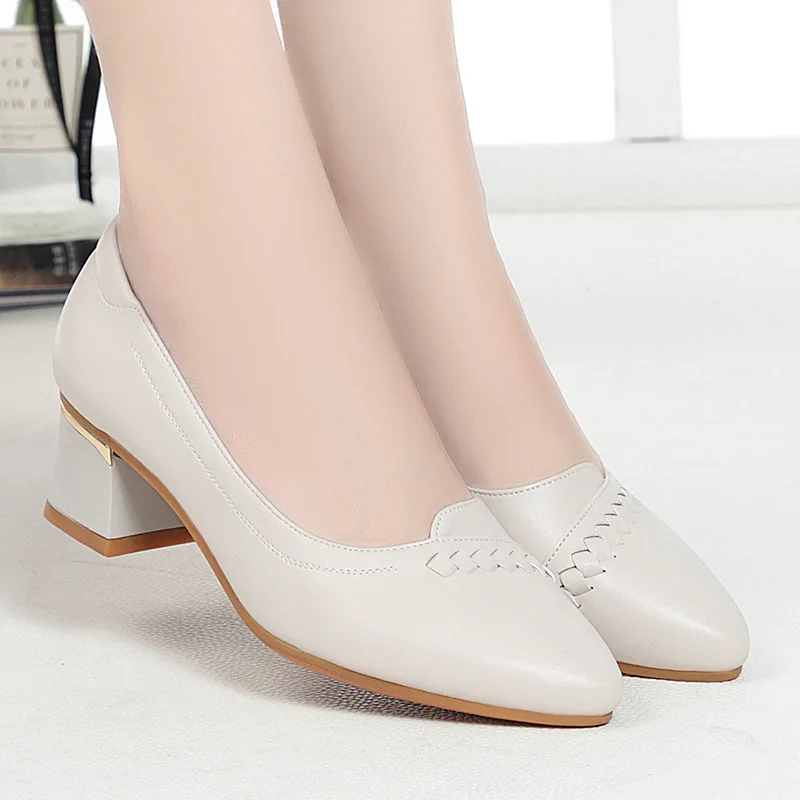 

Women Fashion Light Weight Wedge Heel Comfort Spring Autumn Lady Casual Sweet Home & Outside Black Leather Pumps Mom Shoes