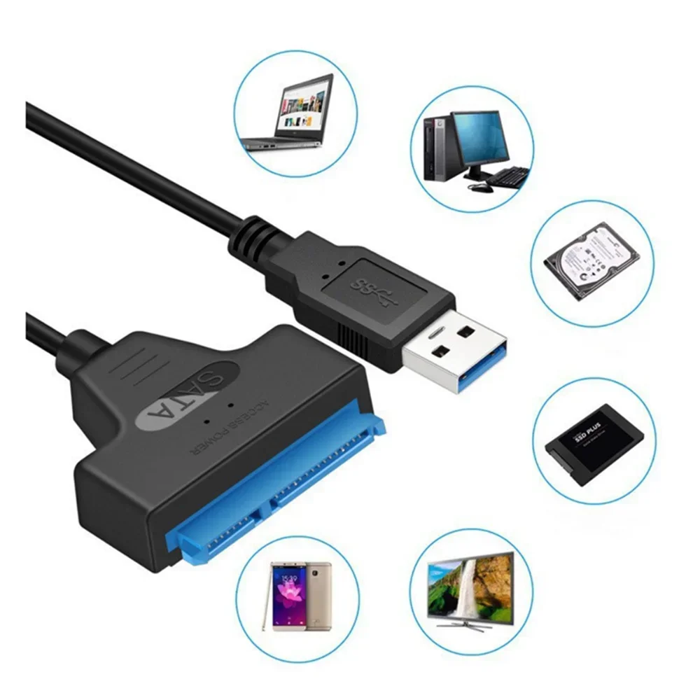 Kabel SATA Ke USB 3.0 / 2.0 untuk 2.5 Inci 3.5 Inci HDD Eksternal SSD Hard Drive SATA 3 22 Pin Adaptor USB 3.0 Ke Kabel Sata III