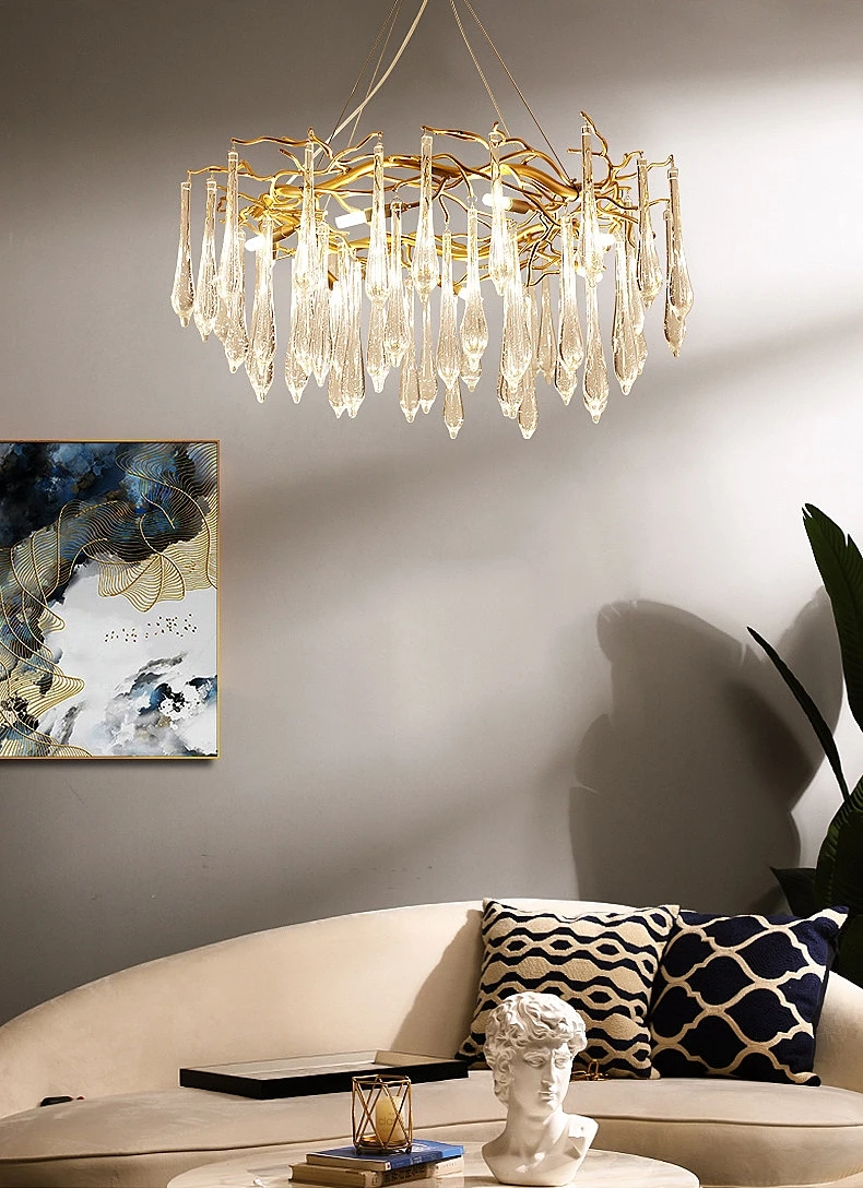 

Nordic Lamp Crystal Glass Pendant Light Gold/Gray Decorative Led Lamps Living Room Chandelier G9 Lighting Suspension Bedroom