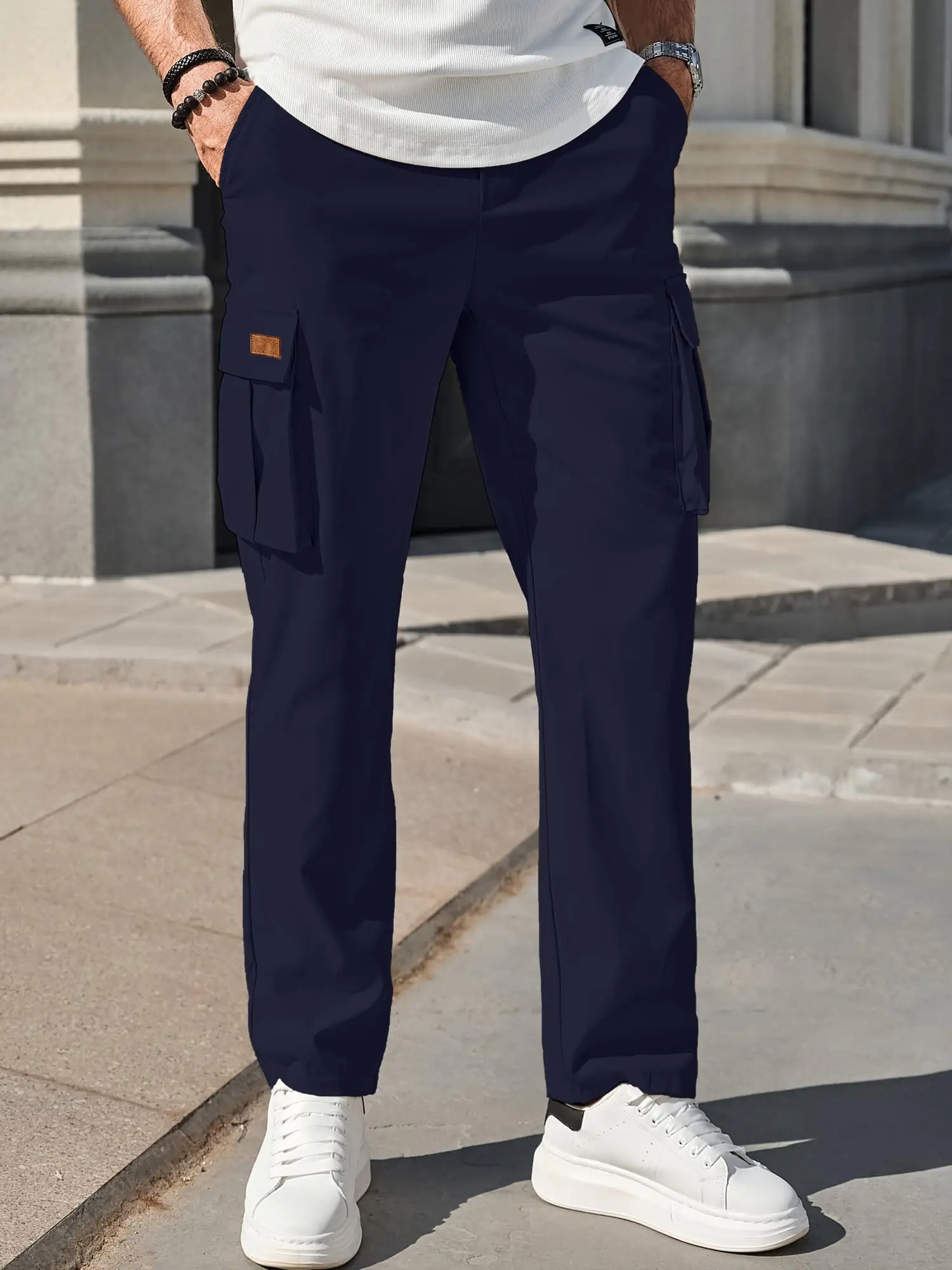 

Men's Casual Sports Multpocket Work Pants Drawstring Long Trousers Versatile Comfortable Fit