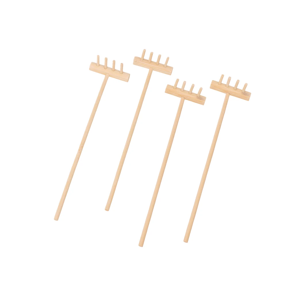 

4 Pcs Sand Rake Mini Ornament Durable Home Decor Elegant Desktop Adornment Lightweight Mini Rake Ornament Shovel Tool