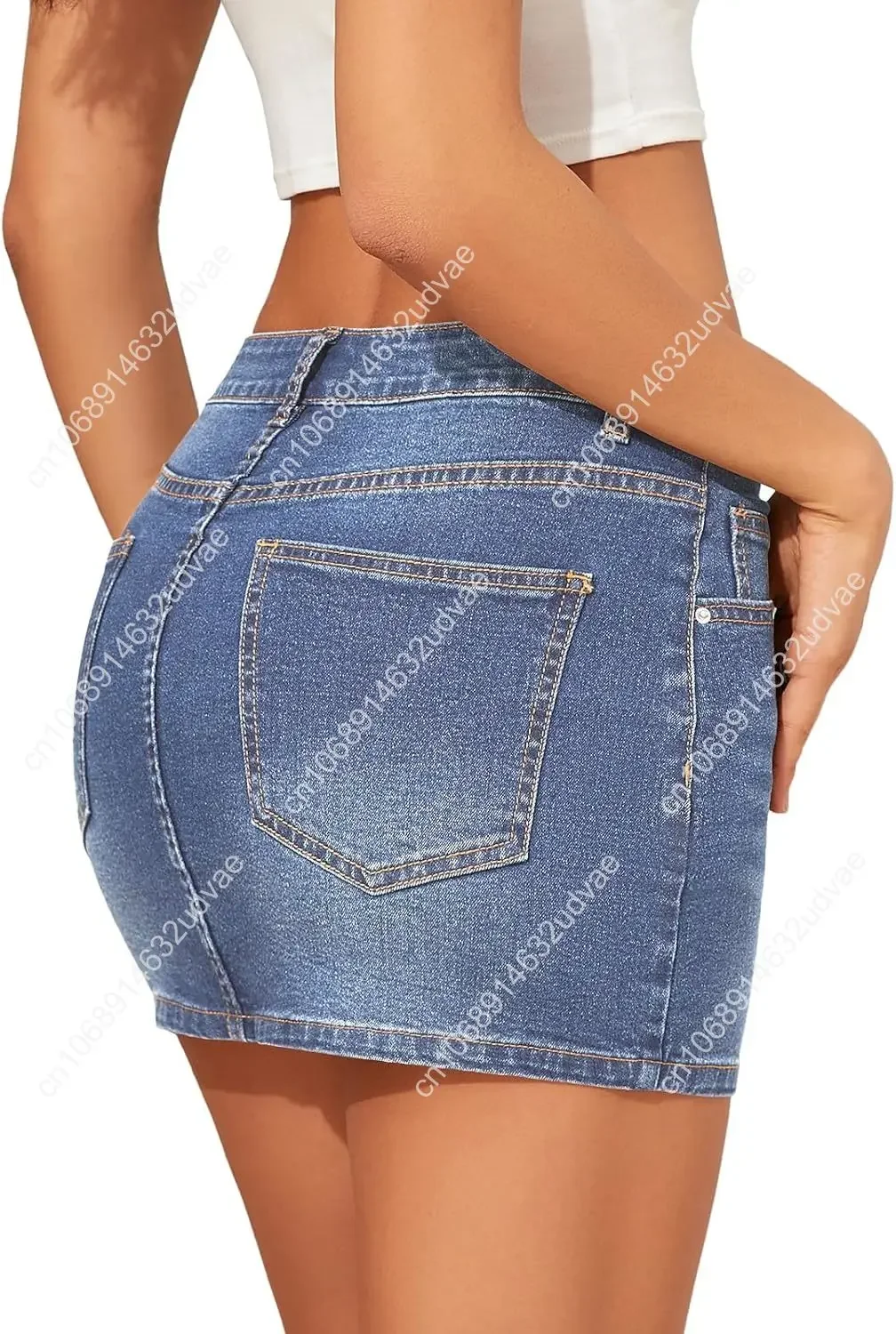 Women's Jean Skirts Low Waisted Casual Stretch Denim Mini Skirt with Pockets Sexy Denim Skirt for Women 2025 Trendy