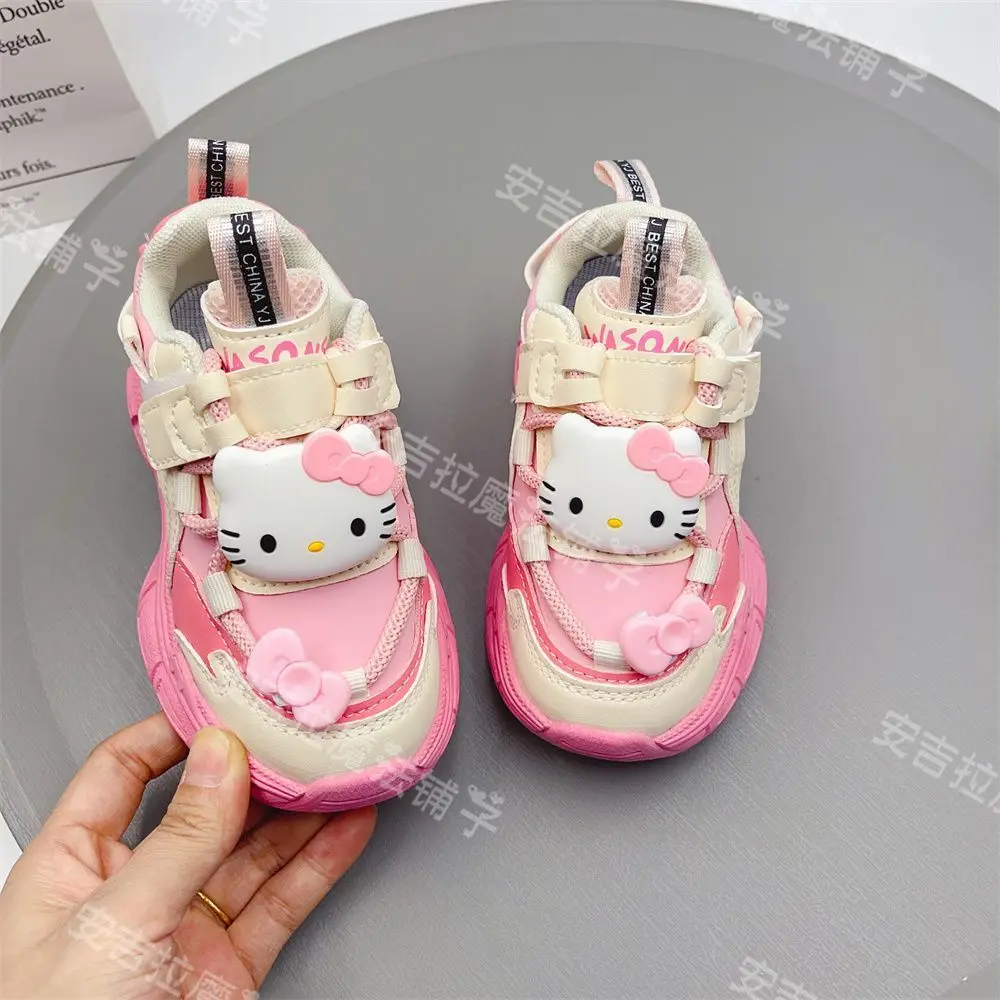 Chaussures de sport décontractées polyvalentes pour enfants, dessin animé Hello Kitty Cat, course à pied, printemps, automne, nouveau, 2024