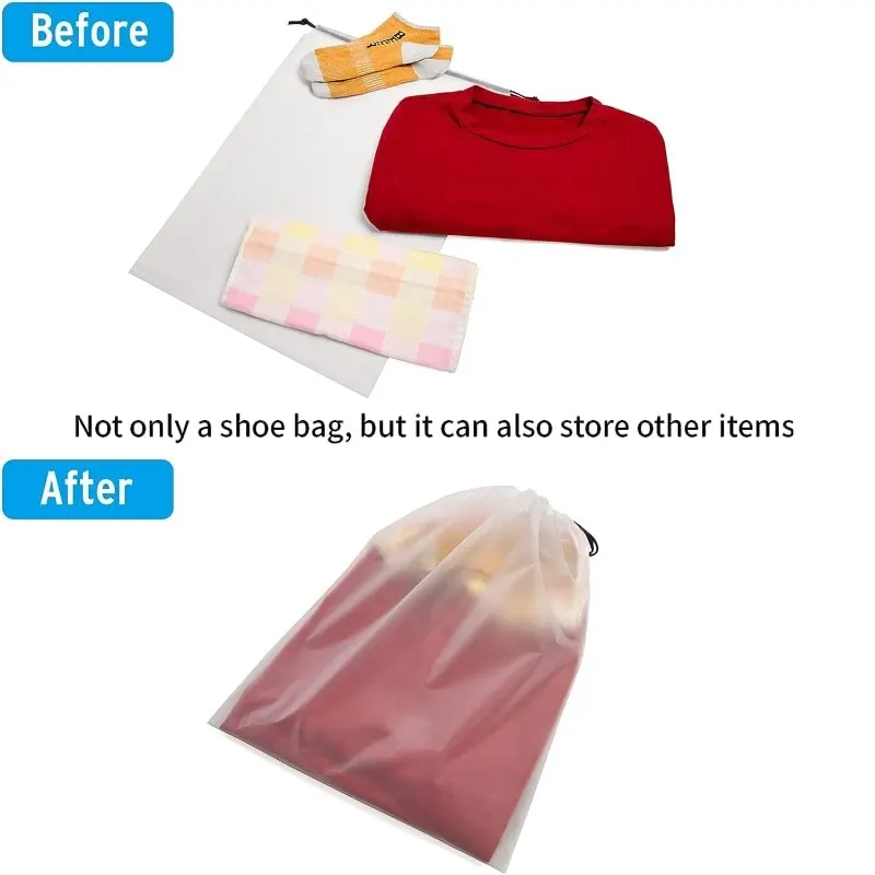 12/10pc Transparent Frosted Drawstring Bags Travel Waterproof Makeup Pocket Shoes Clothes Portable Underwear Organizer Pouch Bag