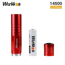 Wurkkos 3.7V 900mah 14500 Pointed Battery Rechargeable Battery with Flashlight As a Gift