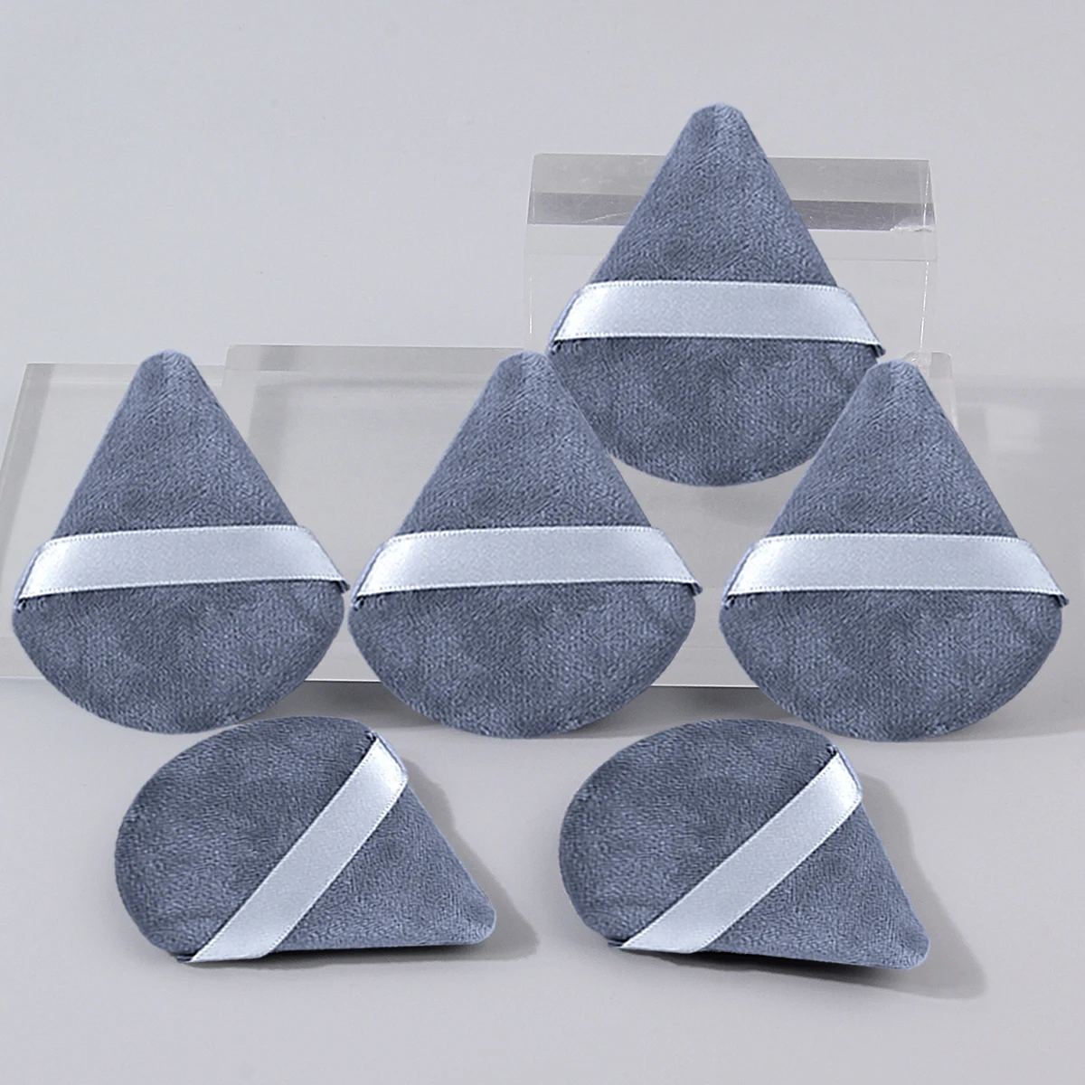 Esponja triangular de esponja suave, herramienta de maquillaje profesional, seca y húmeda, doble propósito, 6 uds.