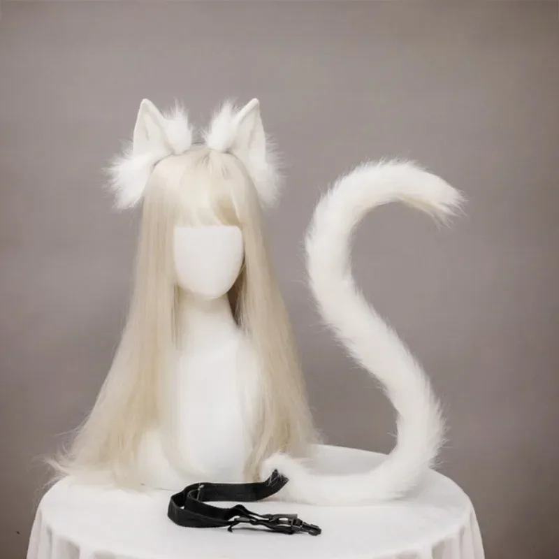 

Handmade Cat Girl Animal Ears Headband Animal Tail Accessories Set Cosplay Cute Cat Ears Hair Accessories Cat Tail Accessories