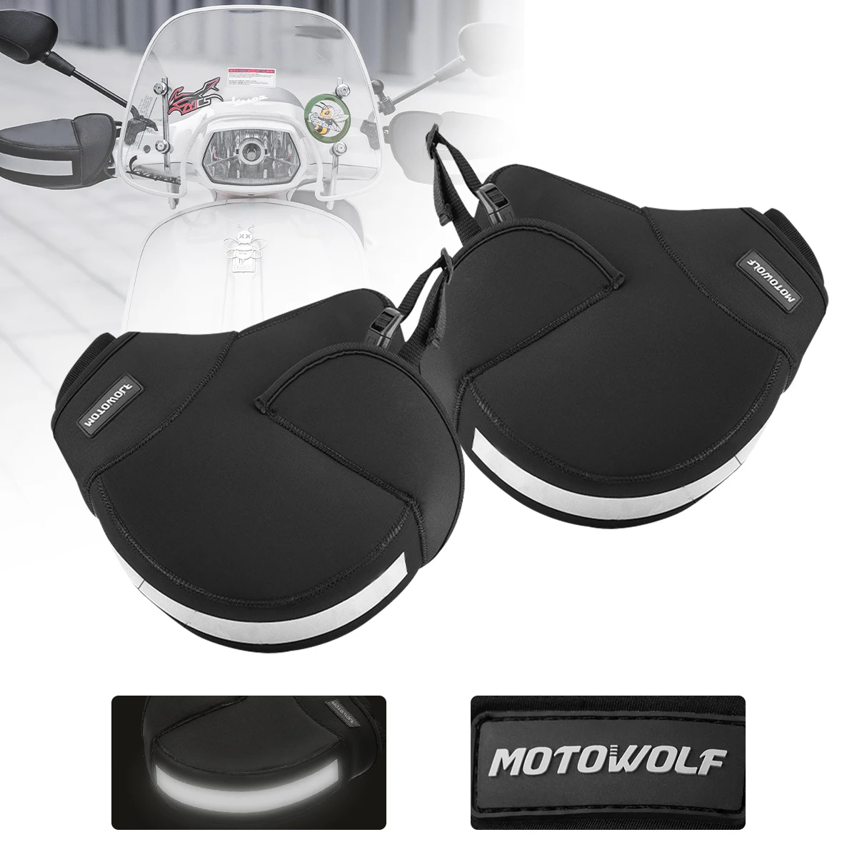 Winter Motorcycle Handlebar Covers Windproof Thick Warm Waterproof Motorbike Scooter Handle Bar Cover Muffs Protective Gear