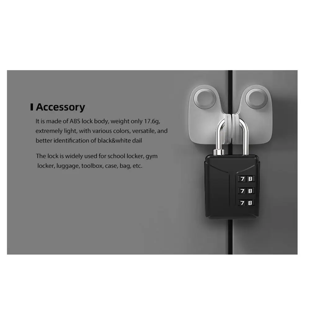 Portable Travel Combination Lock Password Lock Luggage Padlock Backpack Zipper Lock Dormitory Cabinet  Lock