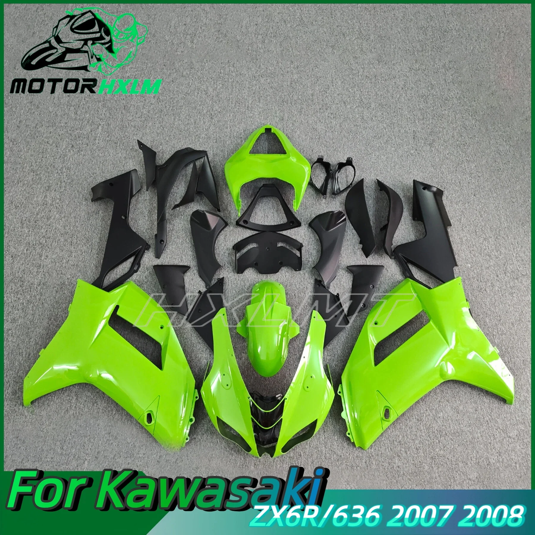 

The ABS For Kawasaki Ninja 636 ZX-6R 2007 2008 Glassy Black Motorcycle Fairings ZX6R 07 08 Prime Injection OEM Style Fairing Kit