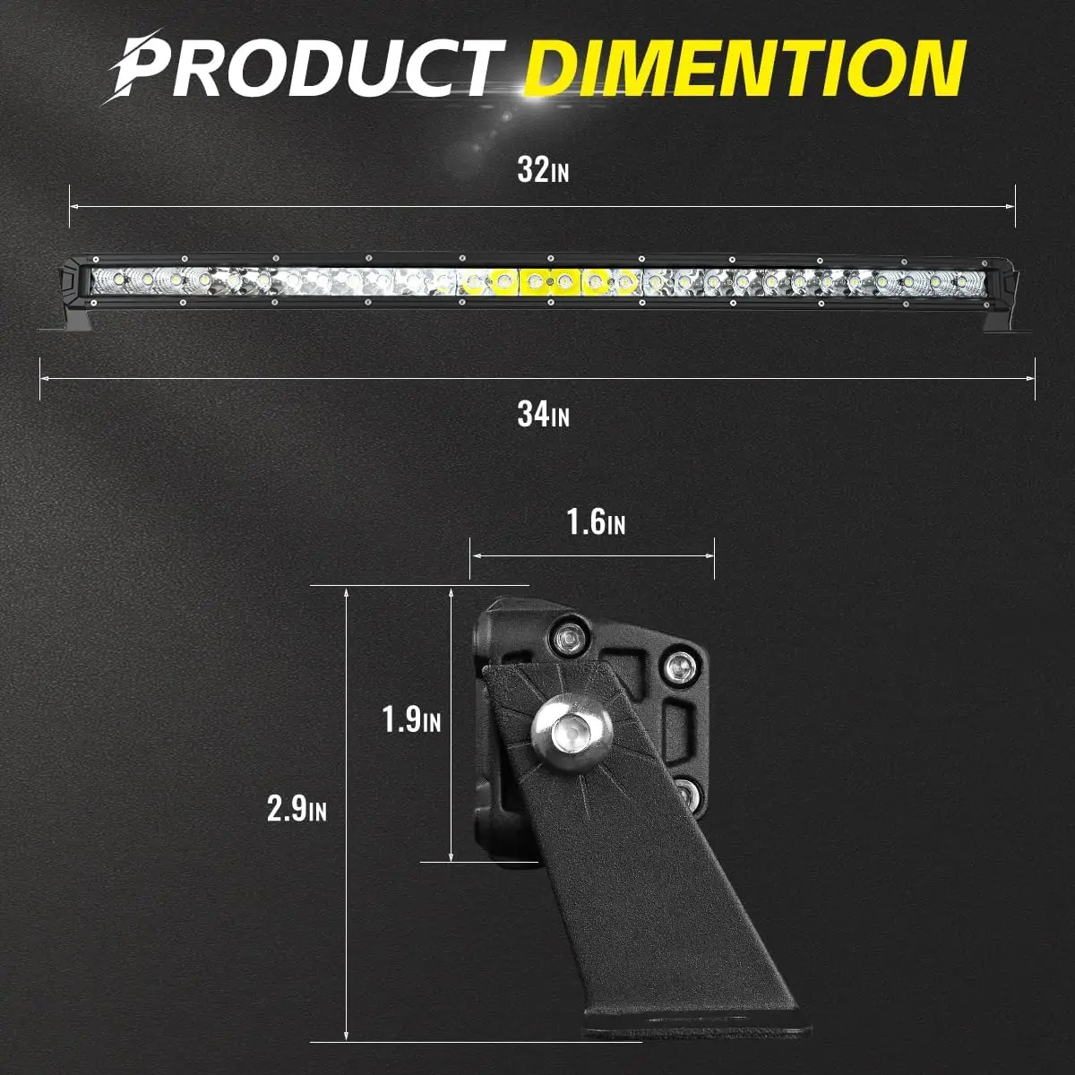 32 Inch Curved LED Light Bar, 240W Super Bright Flood & SpotBeam Combo - 48000LM Off Road Driving Single Row Light Bars for Truc