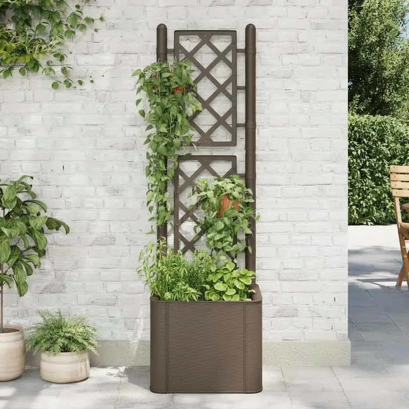 Potager surélevé 43 x 43 x 142 cm. Les pots de fleurs sont fabriqués en matériau PP, ce qui facilite la croissance et l'escalade des plantes, ce qui les rend adaptés à la plantation de fleurs, de légumes, de fruits et de coriandre dans les cours et sur les balcons.